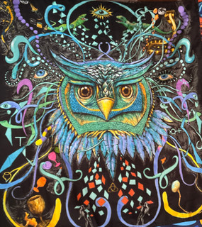 دستمال سر بلک لایت طرح جغد | Owl Blacklight Bandana